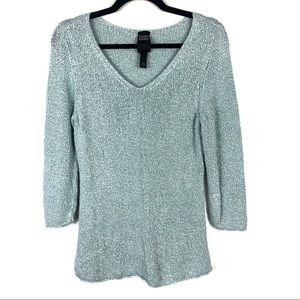 Eileen Fischer blue stretchy knit sweater M5